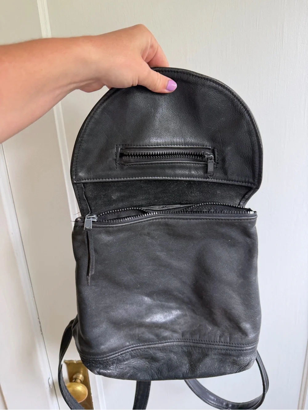 Genuine Leather Minimal Black Women's Backpack - Sleek Everyday Carry